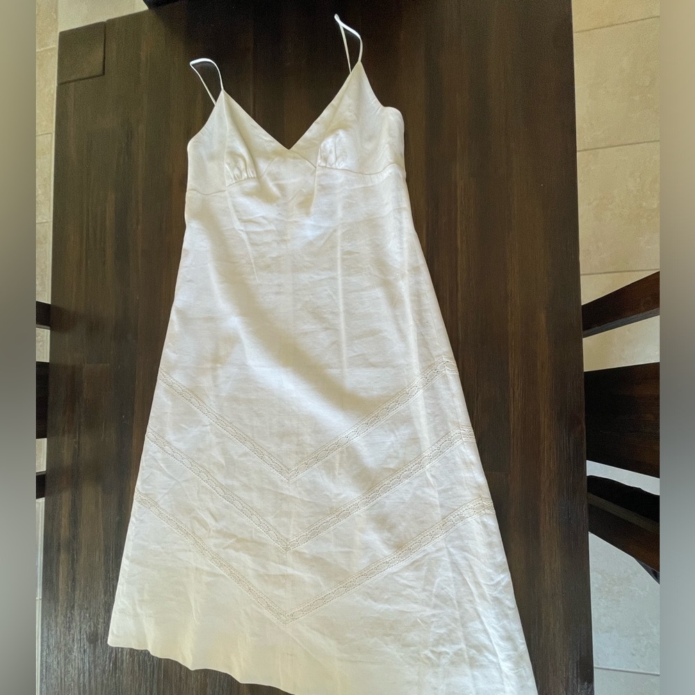 Banana Republic White Linen Bled Midi Length Dress